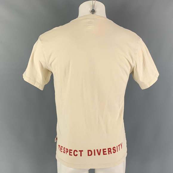 WALTER VAN BEIRENDONCK x DSM Beige Red Graphic Cotton Crew-Neck T-shirt - Picture 3 of 4